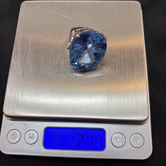 Beautiful 45ct Faceted Blue Topaz in Sterling Silver (925) - size 8 - Picture 3 of 14
